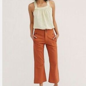 NWT Free People Gwen Linen Wide Leg Cropped Pants